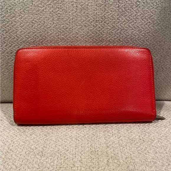 Celine Red Leather Zip Around Wallet - Picture 6 of 12